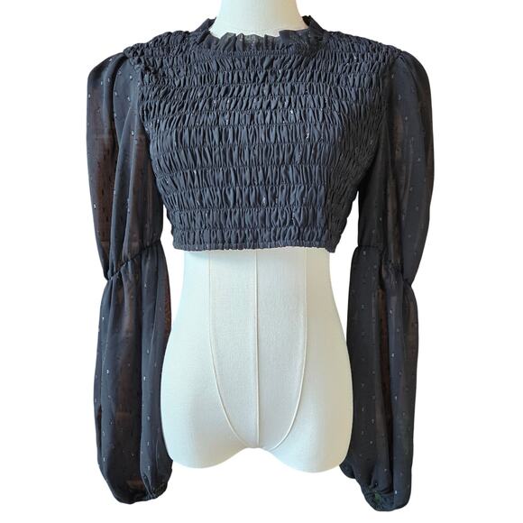 NBD Revolve Womens Dark Fairy Whimsigoth Ballon Sleeve Oasis Cropped Top Size M - Picture 1 of 12